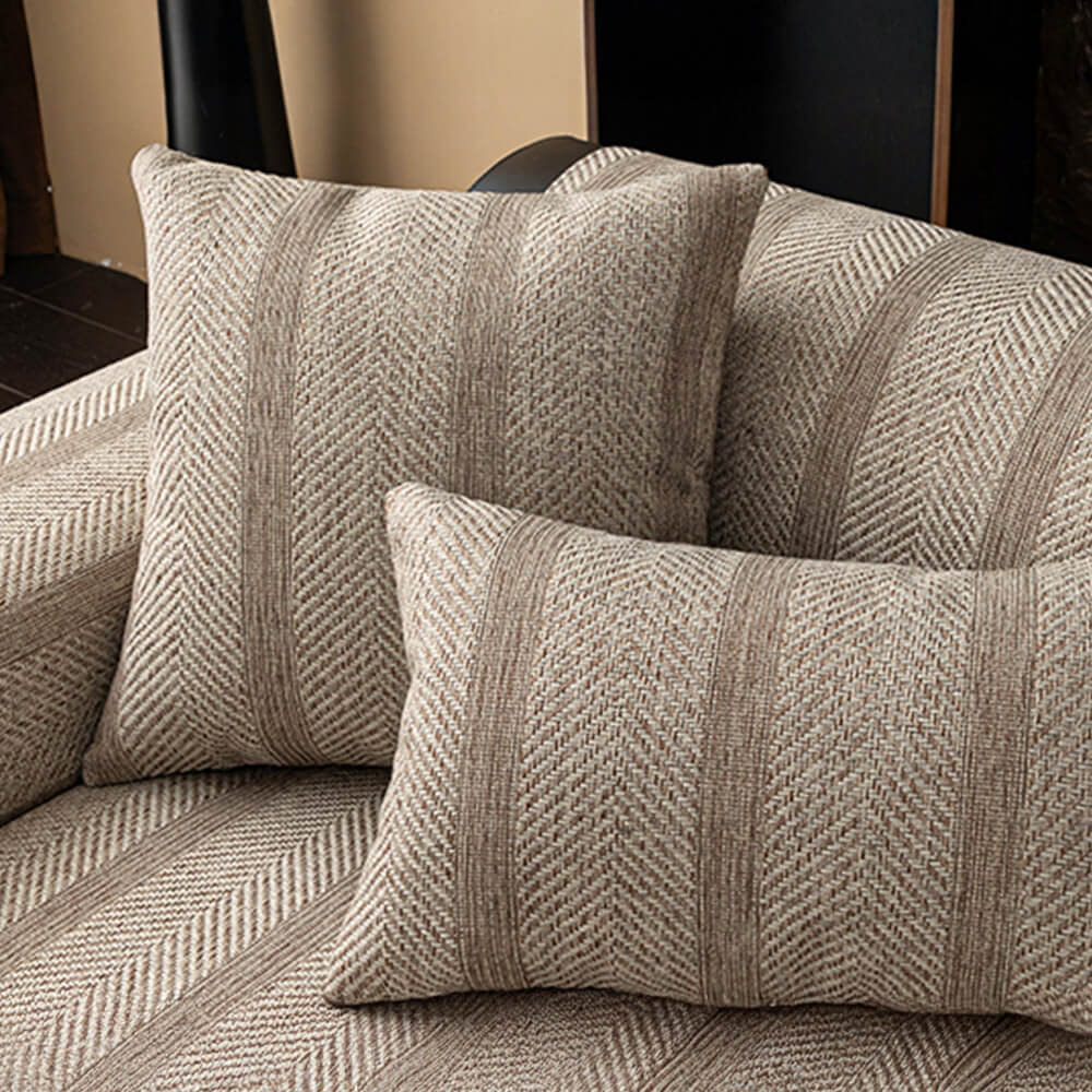 Minimalist Herringbone Weave Breathable Faux Linen All-Season Anti-Slip Couch Cover