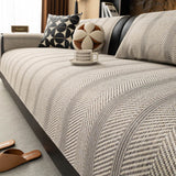 Minimalist Herringbone Weave Breathable Faux Linen All-Season Anti-Slip Couch Cover