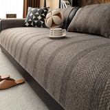 Minimalist Herringbone Weave Breathable Faux Linen All-Season Anti-Slip Couch Cover