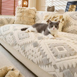 Modern Geometric Thick Plush Anti-Scratch Non-Slip Anti-Slip Couch Cover