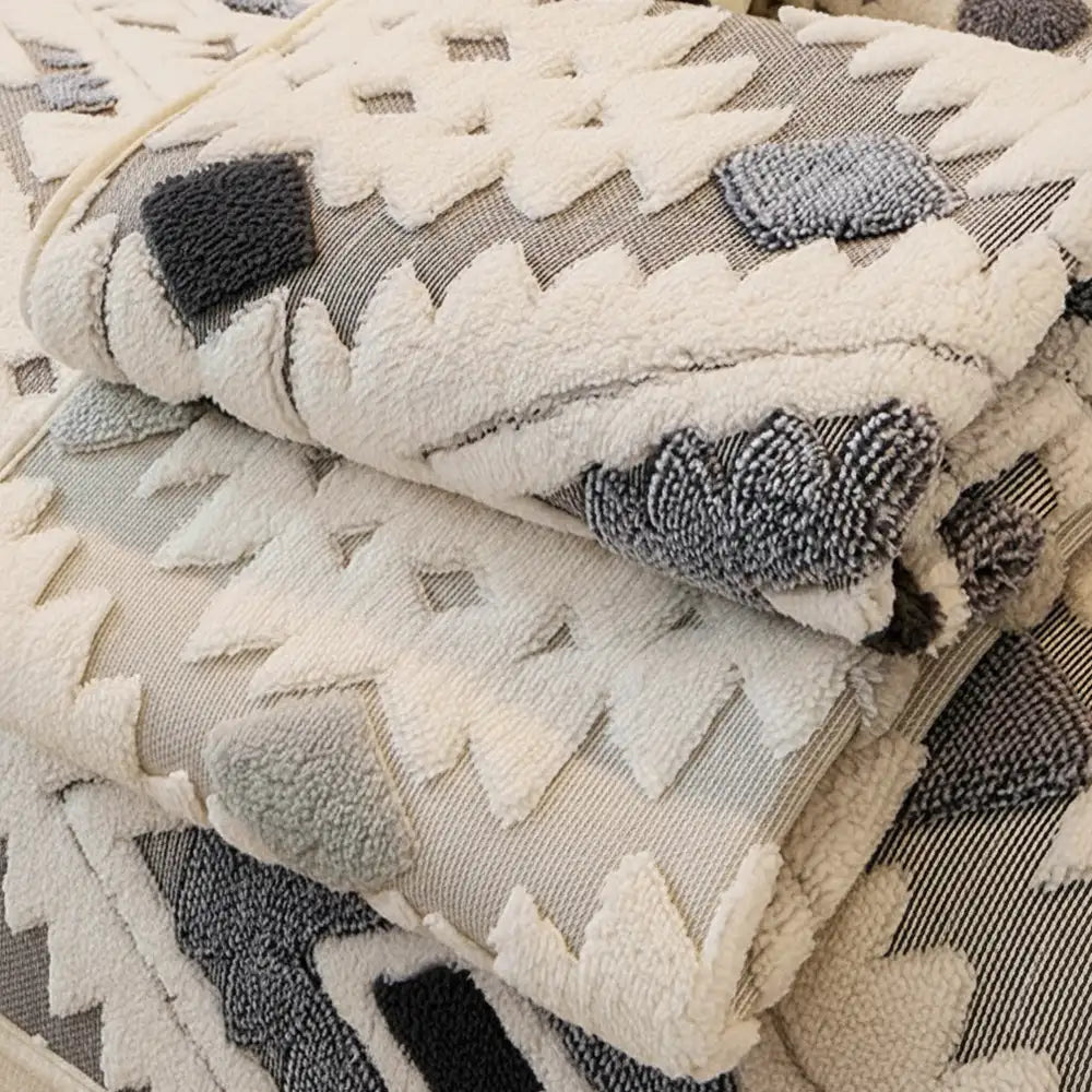 Modern Geometric Thick Plush Anti-Scratch Non-Slip Anti-Slip Couch Cover