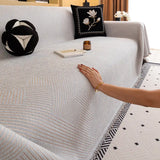 Modern Stripe Chenille Scratch-Resistant Sofa Protector Heavy-Duty Couch Cover
