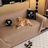 Modern Stripe Chenille Scratch-Resistant Sofa Protector Heavy-Duty Couch Cover