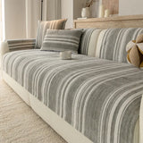 Natural Stripe Chenille Thickend Sofa Protection Washable Non-Slip Durable Couch Cover
