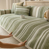 Natural Stripe Chenille Thickend Sofa Protection Washable Non-Slip Durable Couch Cover