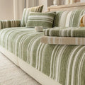 Natural Stripe Chenille Thickend Sofa Protection Washable Non-Slip Durable Couch Cover