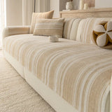 Natural Stripe Chenille Thickend Sofa Protection Washable Non-Slip Durable Couch Cover