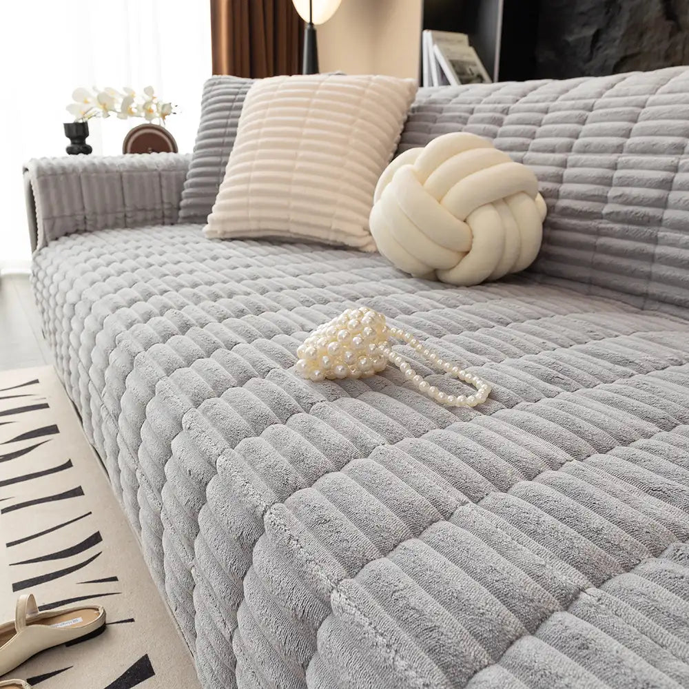 Waterproof One-Piece Cozy Flannel Sofa Protection Non-Slip Recliner Anti-Slip Couch Covers