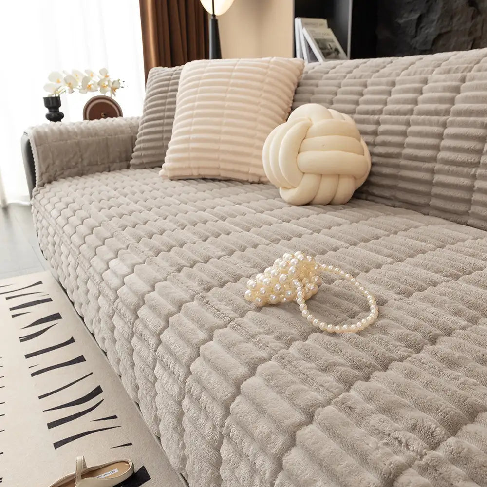Waterproof One-Piece Cozy Flannel Sofa Protection Non-Slip Recliner Anti-Slip Couch Covers