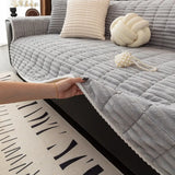 Waterproof One-Piece Cozy Flannel Sofa Protection Non-Slip Stretch Couch Cover