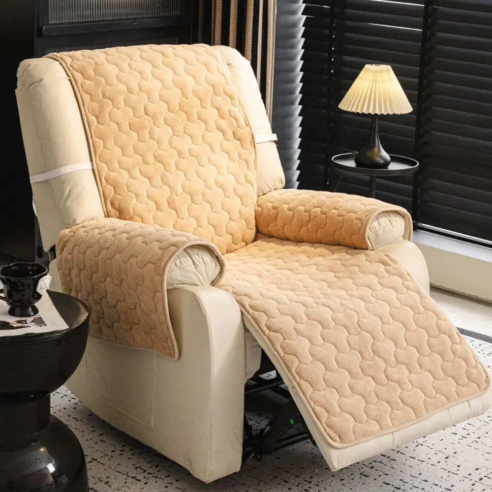 One-Piece Short Plush Comfortable Skin-Friendly Furniture Protection Reinforced Couch Cover - Puzzle