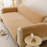 One-Piece Short Plush Comfortable Skin-Friendly Furniture Protection Reinforced Couch Cover - Puzzle