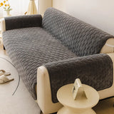 One-Piece Short Plush Comfortable Skin-Friendly Furniture Protection Reinforced Couch Cover - Puzzle