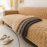 One-Piece Short Plush Comfortable Skin-Friendly Furniture Protection Reinforced Couch Cover - Puzzle