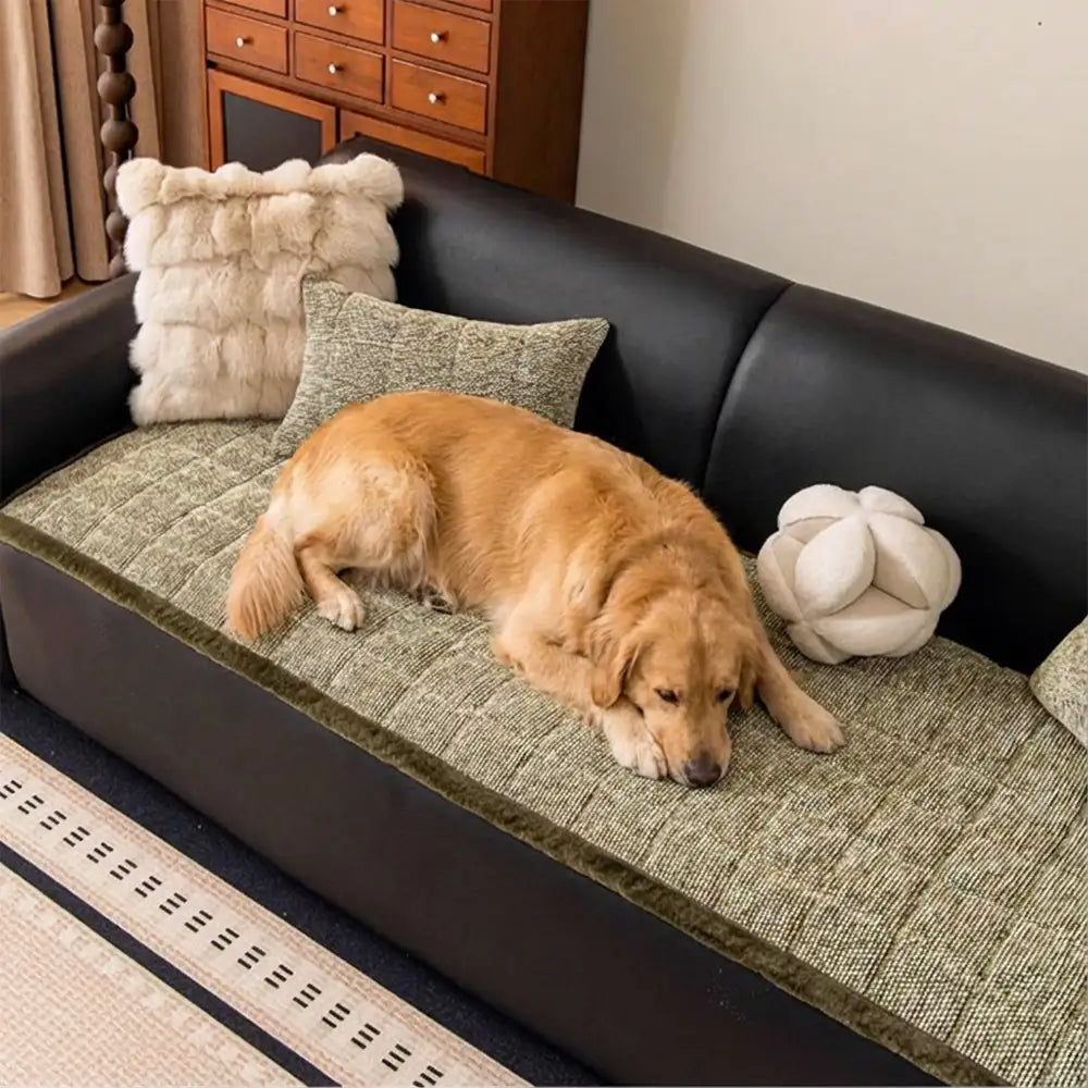Pet-Friendly Chenille Textured One-Piece Non-Slip Waterproof Couch Cover with Frayed Edges