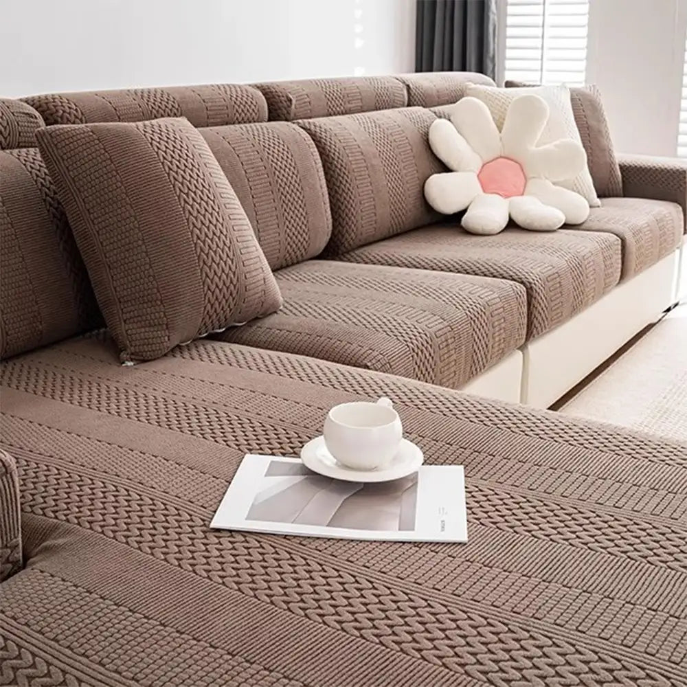Polar Fleece Soft Antistatic Protection Sofa Stretch Full Wrap Sectional Cozy Couch Cover