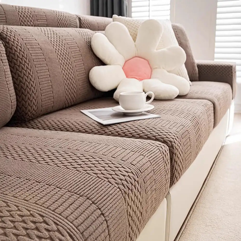 Polar Fleece Soft Antistatic Protection Sofa Stretch Full Wrap Sectional Cozy Couch Cover