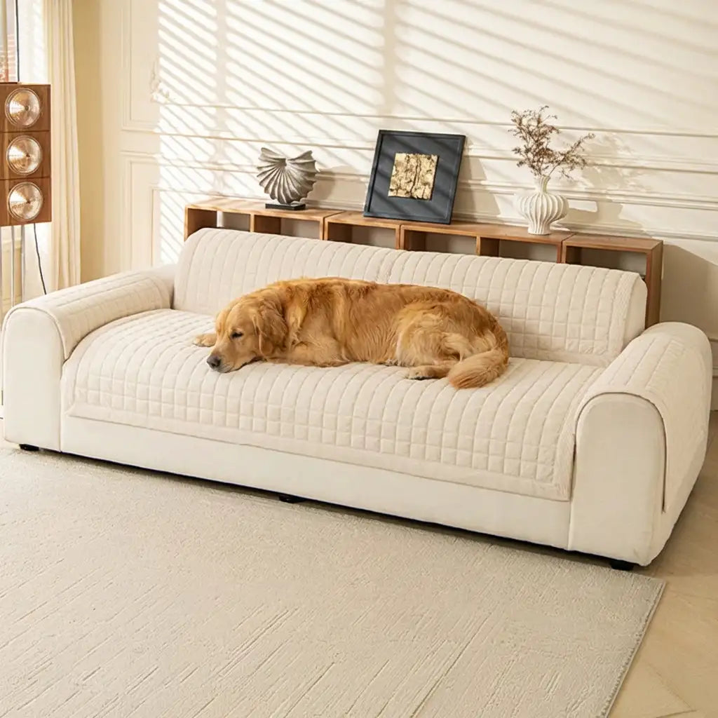 Quilted Square Simple Comfortable Sofa Protector Non-Slip Ultra-Soft Couch Cover