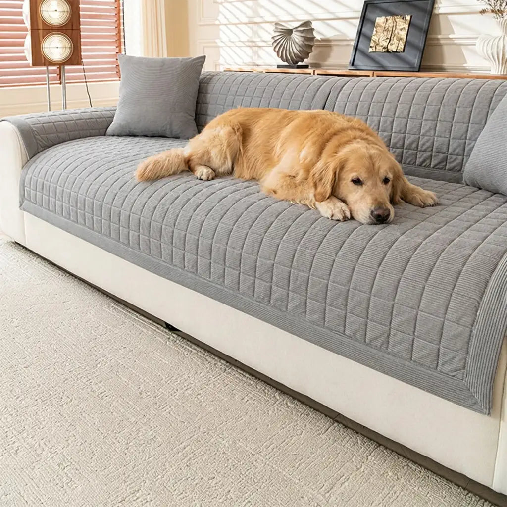 Quilted Square Simple Comfortable Sofa Protector Non-Slip Ultra-Soft Couch Cover