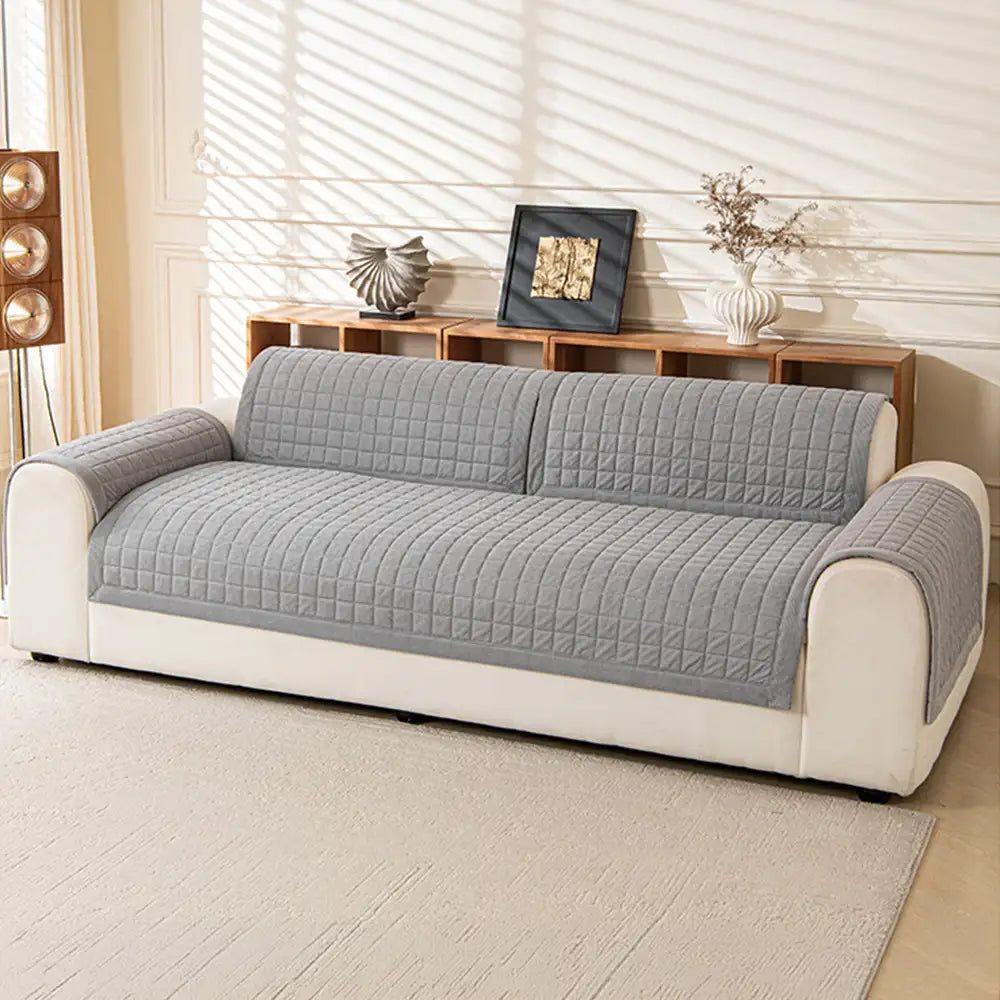 Quilted Square Simple Comfortable Sofa Protector Non-Slip Ultra-Soft Couch Cover