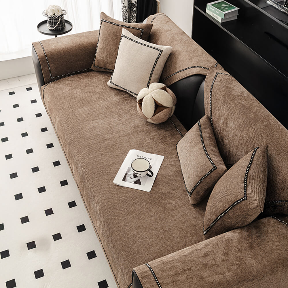 Simple Modern Jacquard High-Weight Non-Slip Chenille Premium Couch Cover
