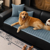 Square Corduroy Anti-Scratch Fabric Pet Friendly Non-Slip Cozy Couch Cover