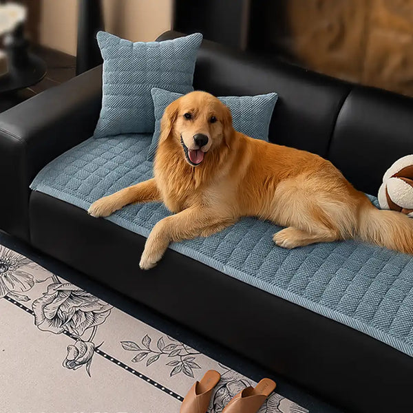 Square Corduroy Anti-Scratch Fabric Pet Friendly Non-Slip Cozy Couch Cover
