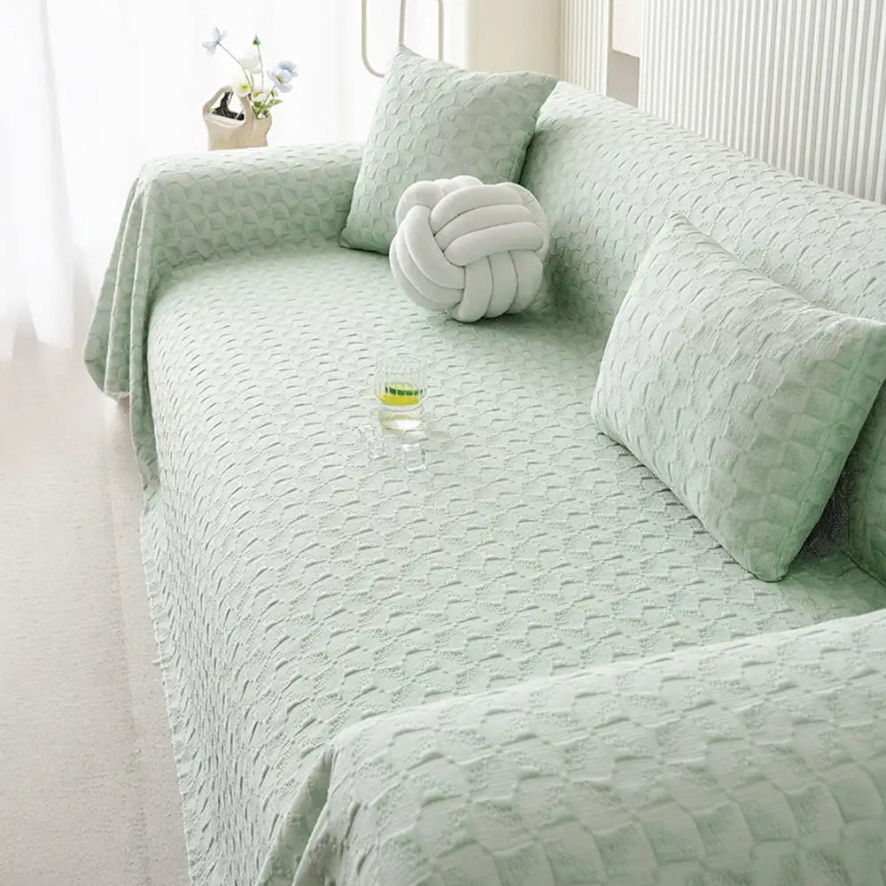 Textured Cooling Ice Silk Skin-Friendly Breathable Sofa Blanket Washable Sleek Couch Cover