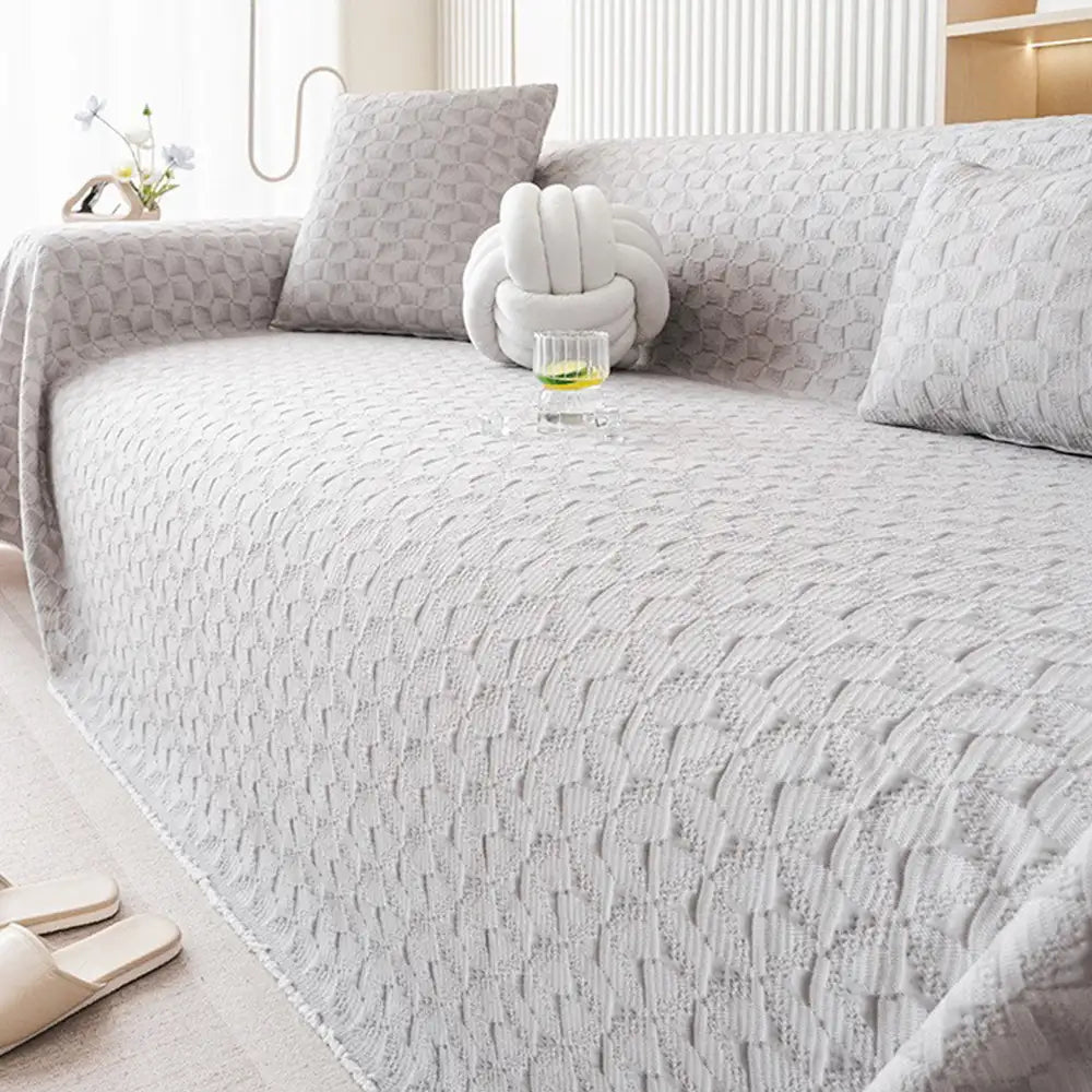 Textured Cooling Ice Silk Skin-Friendly Breathable Sofa Blanket Washable Sleek Couch Cover
