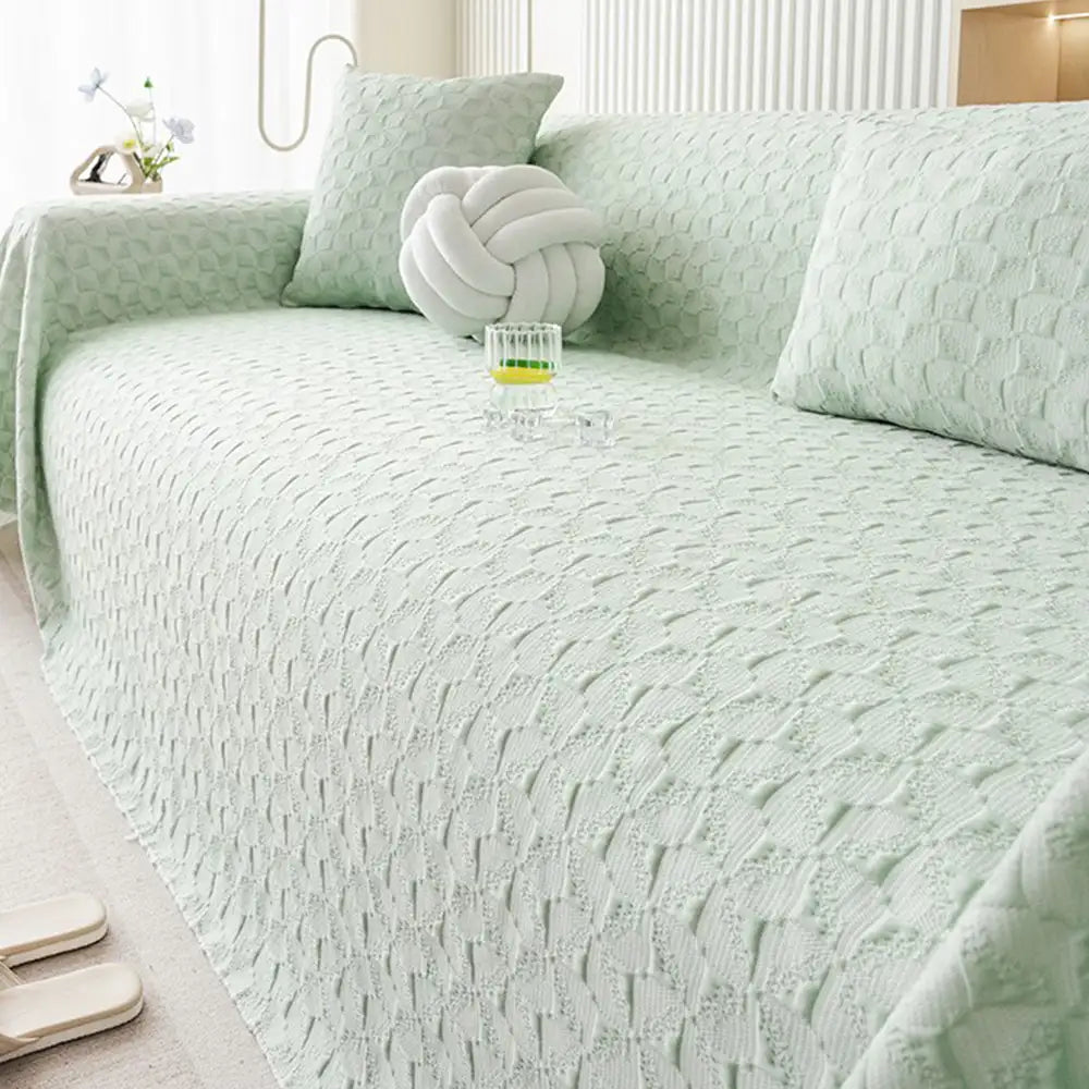 Textured Cooling Ice Silk Skin-Friendly Breathable Sofa Blanket Washable Sleek Couch Cover