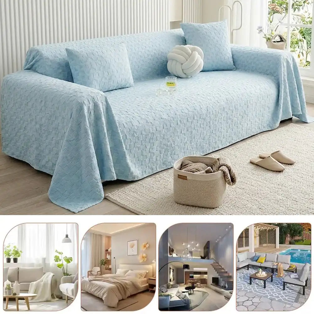 Textured Cooling Ice Silk Skin-Friendly Breathable Sofa Blanket Washable Sleek Couch Cover