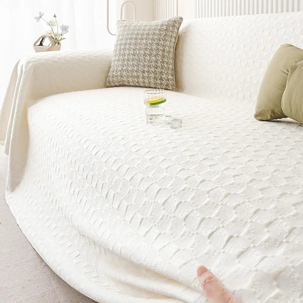 Textured Cooling Ice Silk Skin-Friendly Breathable Sofa Blanket Washable Sleek Couch Cover