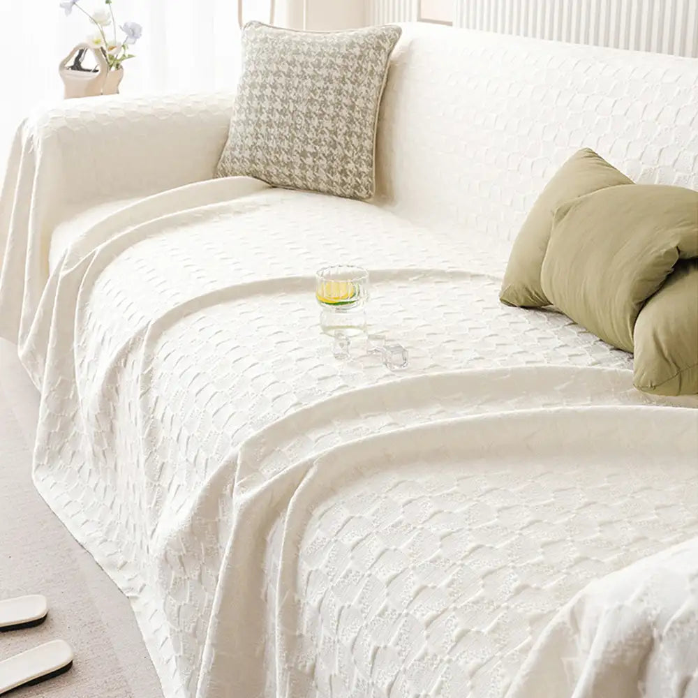 Textured Cooling Ice Silk Skin-Friendly Breathable Sofa Blanket Washable Sleek Couch Cover