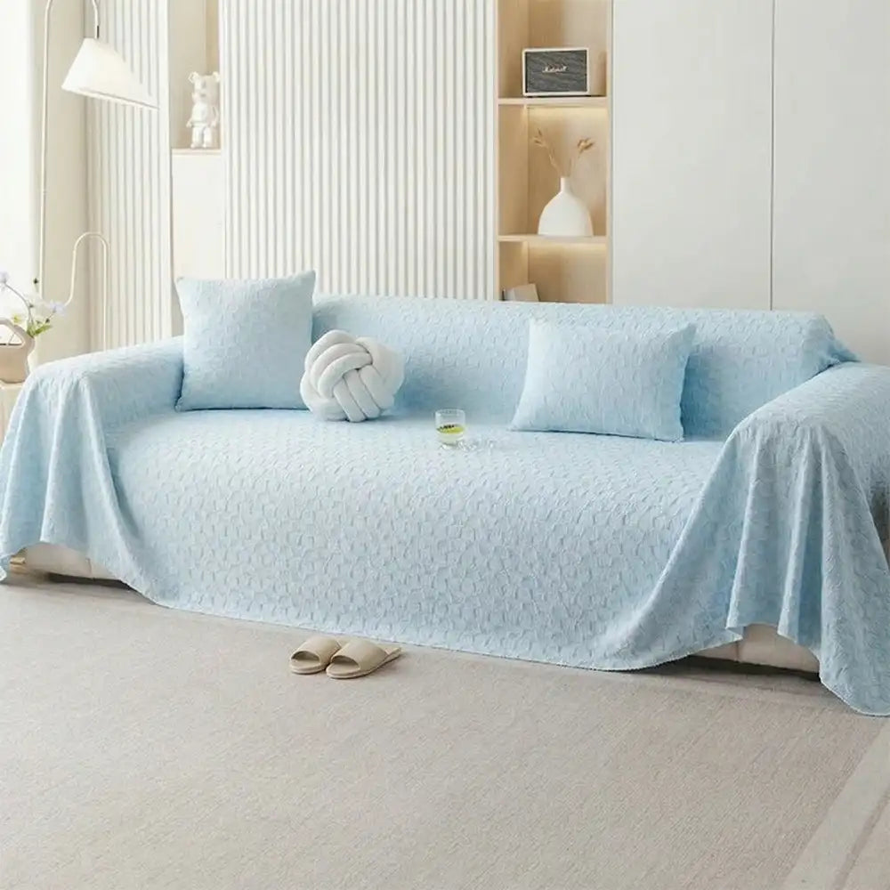 Textured Cooling Ice Silk Skin-Friendly Breathable Sofa Blanket Washable Sleek Couch Cover