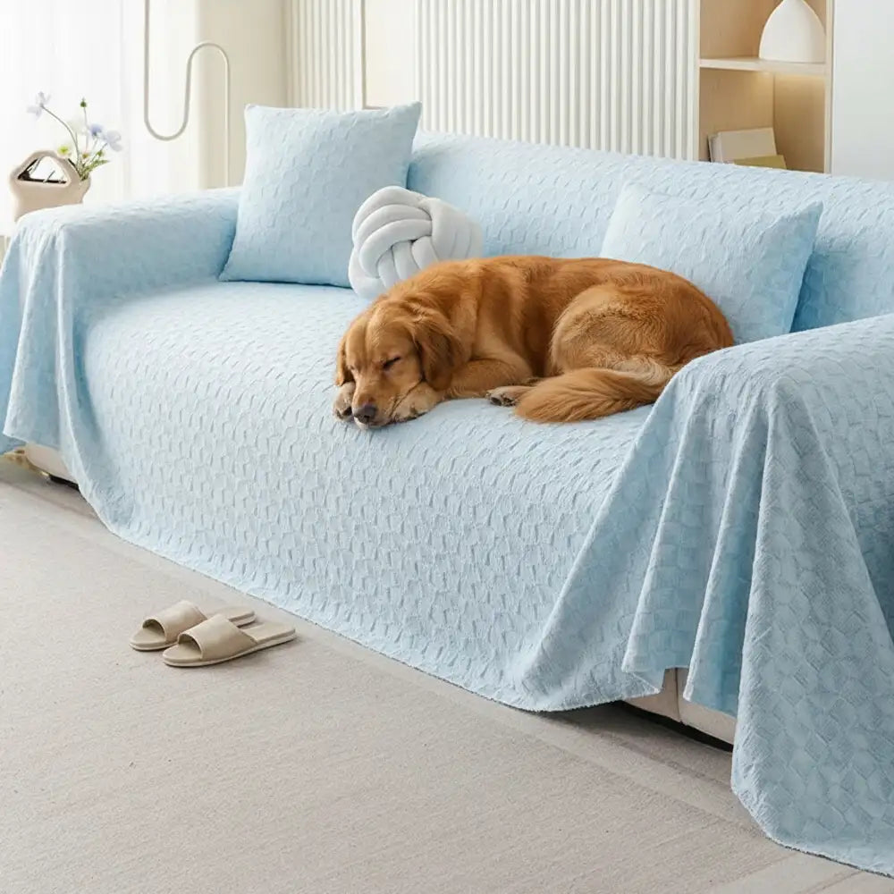 Textured Cooling Ice Silk Skin-Friendly Breathable Sofa Blanket Washable Sleek Couch Cover