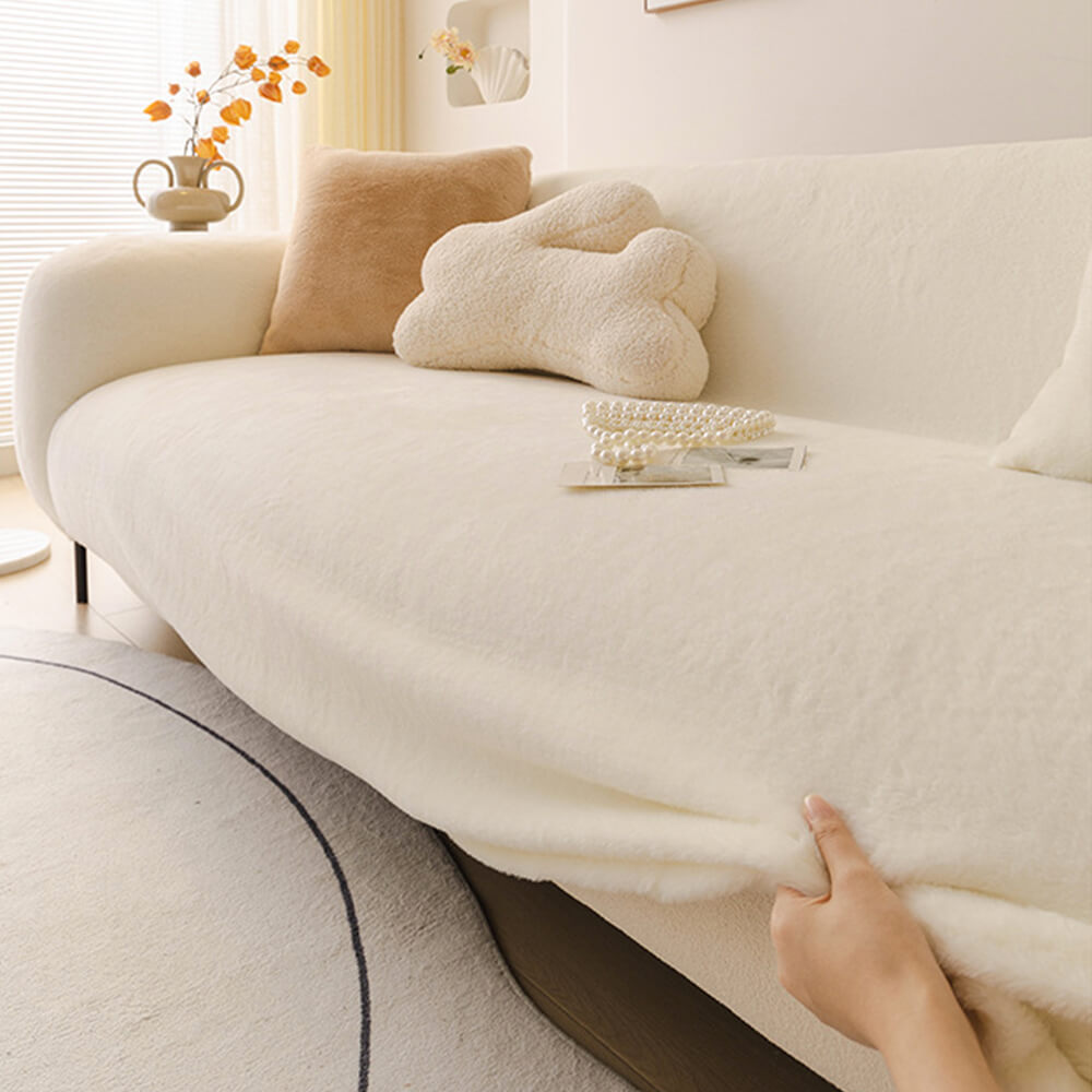 Ultra Soft Skin Friendly Plush Full Coverage Sofa Protector Stretch Couch Cover