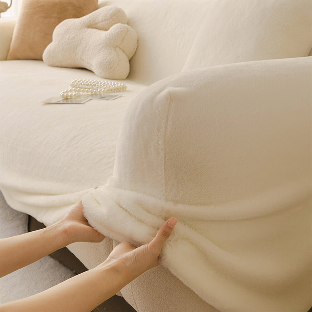 Ultra Soft Skin Friendly Plush Full Coverage Sofa Protector Stretch Couch Cover