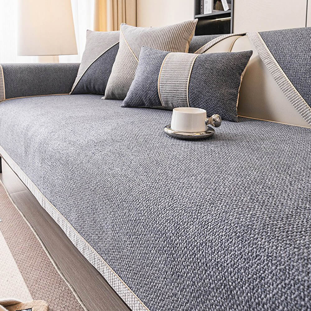 Breathable Woven Cotton Linen Non-Slip Reinforced Couch Cover