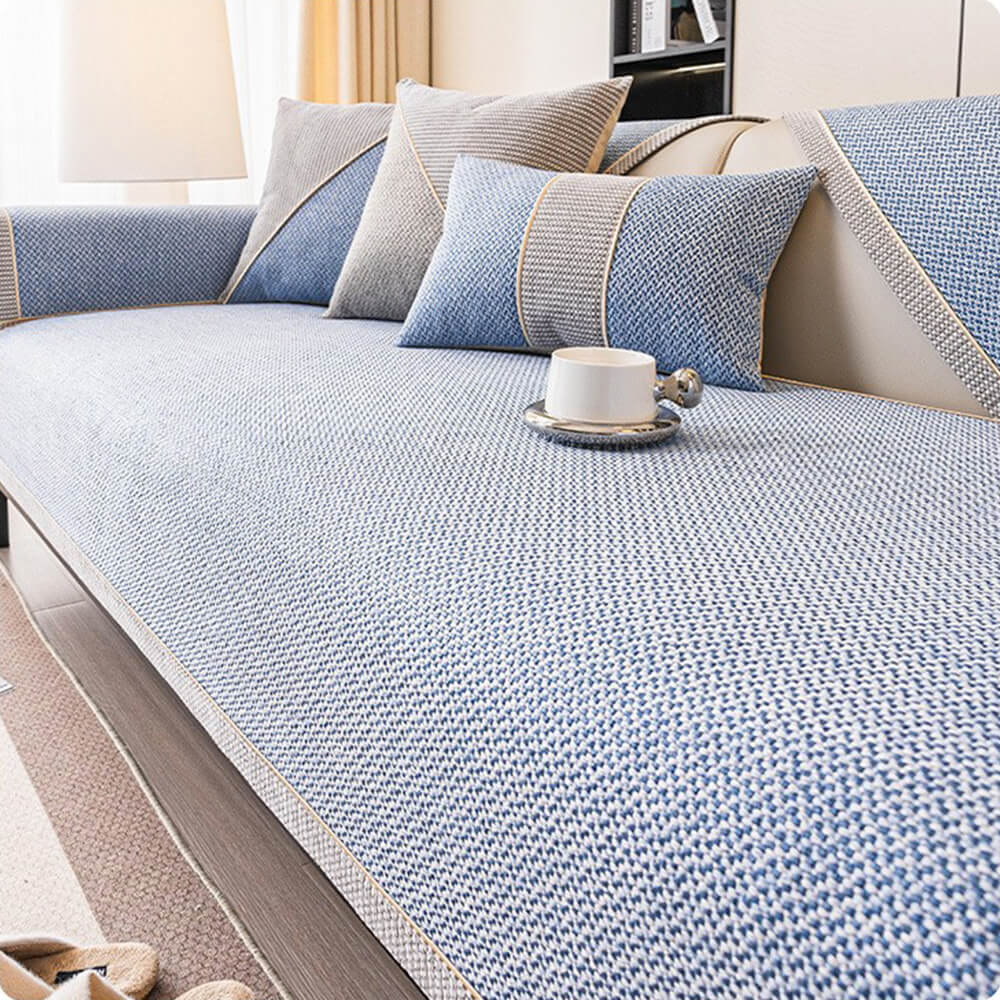 Breathable Woven Cotton Linen Non-Slip Reinforced Couch Cover