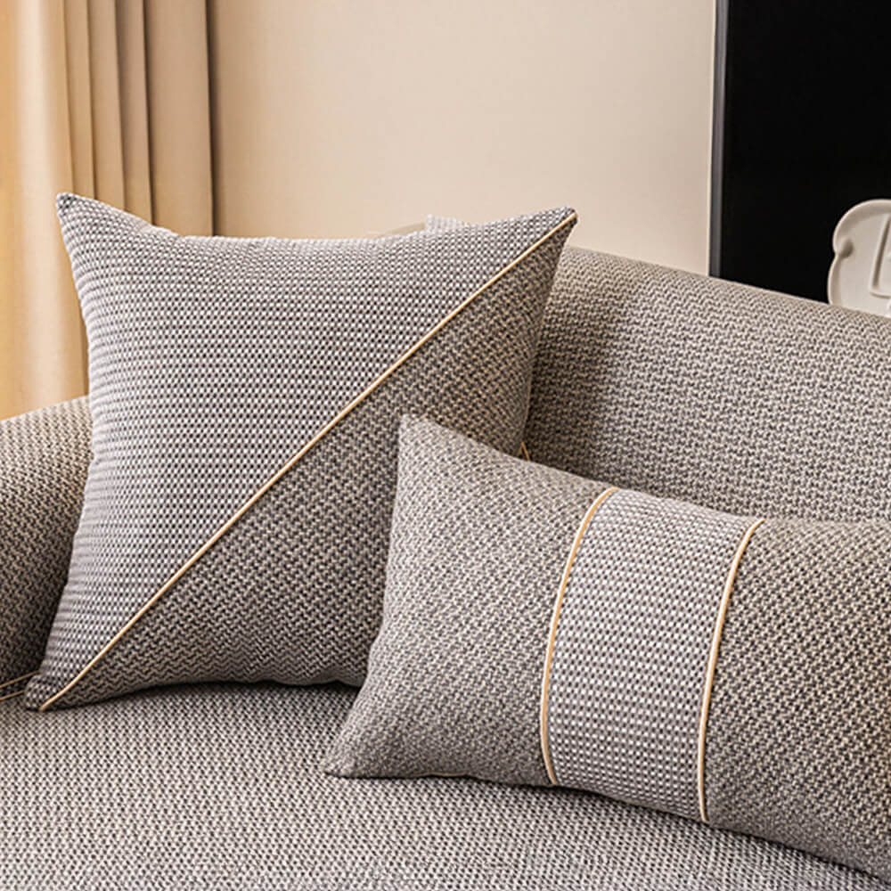 Breathable Woven Cotton Linen Non-Slip Reinforced Couch Cover