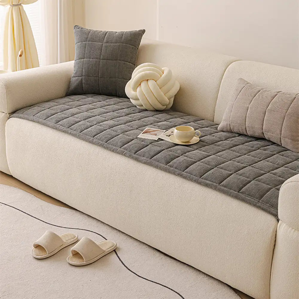 Herringbone Chenille Elegant Breathable Sofa Decoration One-Piece Non-slip Reinforced Couch Cover