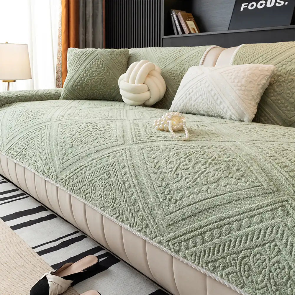 All Season Nordic Style Carved Plush Decorative Non-Slip Cozy Couch Cover