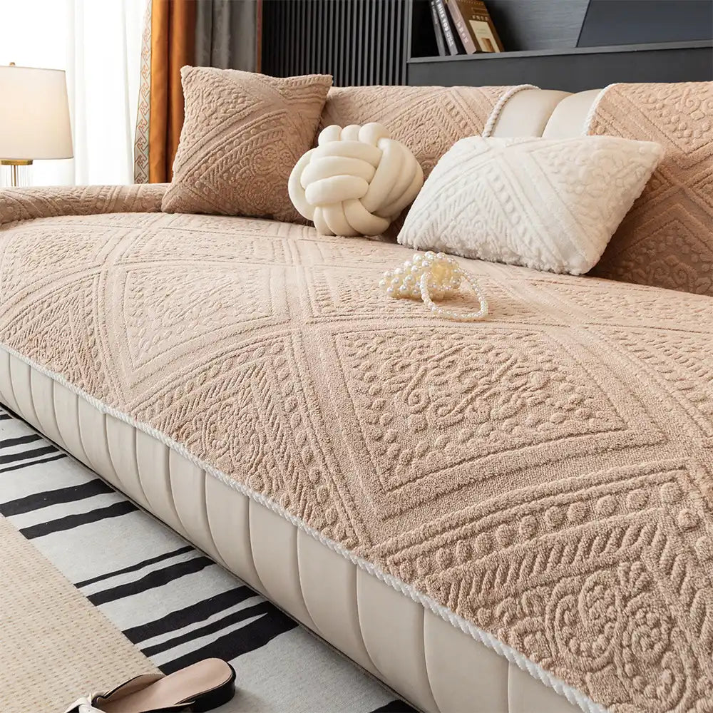 All Season Nordic Style Carved Plush Decorative Non-Slip Cozy Couch Cover