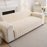 Fuzzy Bubble Plush One-Piece Pet-Friendly Sofa Protection Non-Slip Luxe Couch Cover