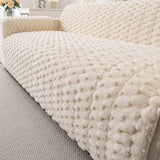 Fuzzy Bubble Plush One-Piece Pet-Friendly Sofa Protection Non-Slip Luxe Couch Cover
