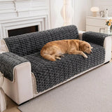 Fuzzy Bubble Plush One-Piece Pet-Friendly Sofa Protection Non-Slip Luxe Couch Cover