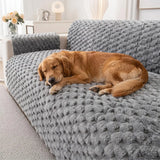Fuzzy Bubble Plush One-Piece Pet-Friendly Sofa Protection Non-Slip Luxe Couch Cover
