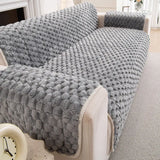 Fuzzy Bubble Plush One-Piece Pet-Friendly Sofa Protection Non-Slip Luxe Couch Cover