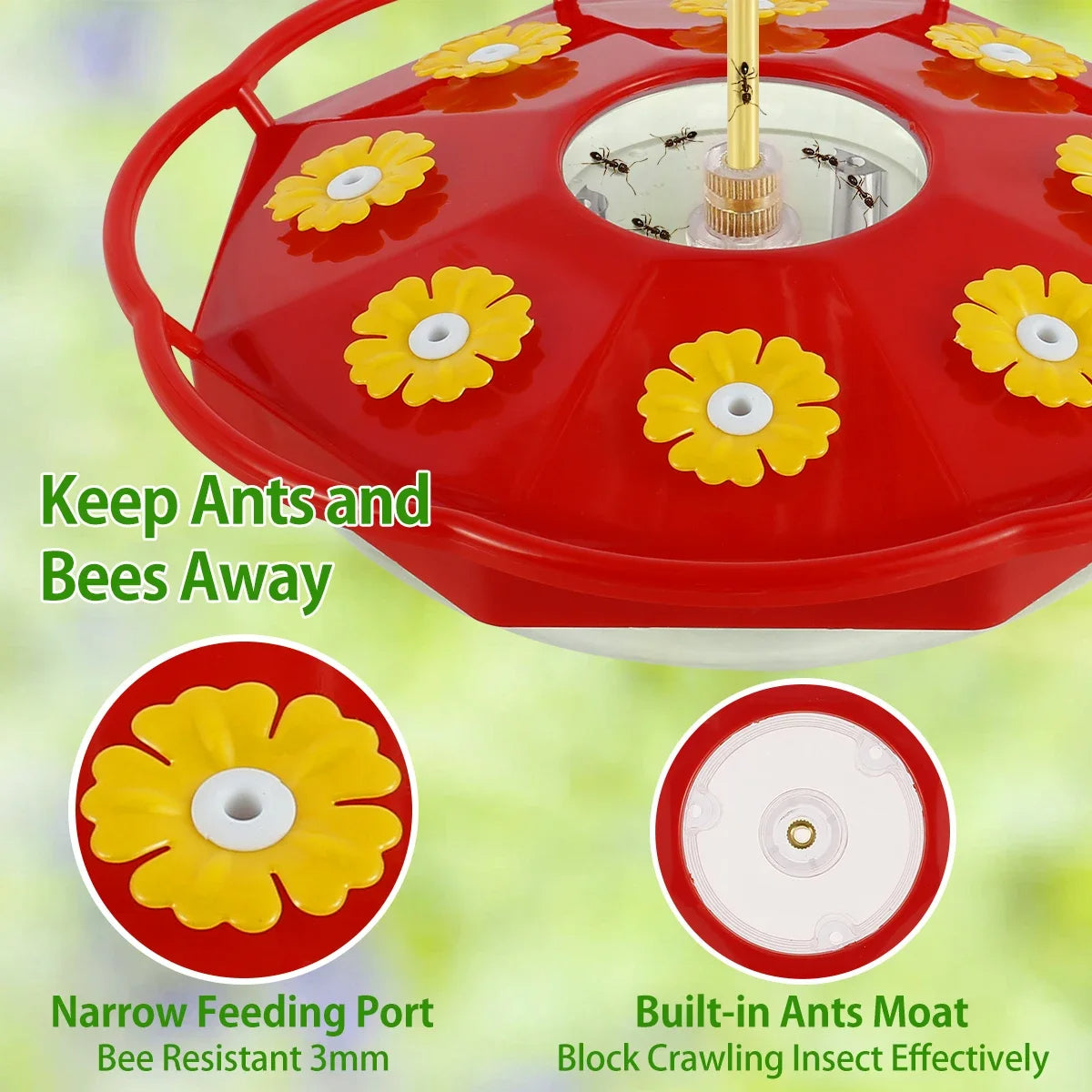 Garden Hummingbird Feeder | Colorful Flower-Shaped Design with 8 Feeding Ports 1