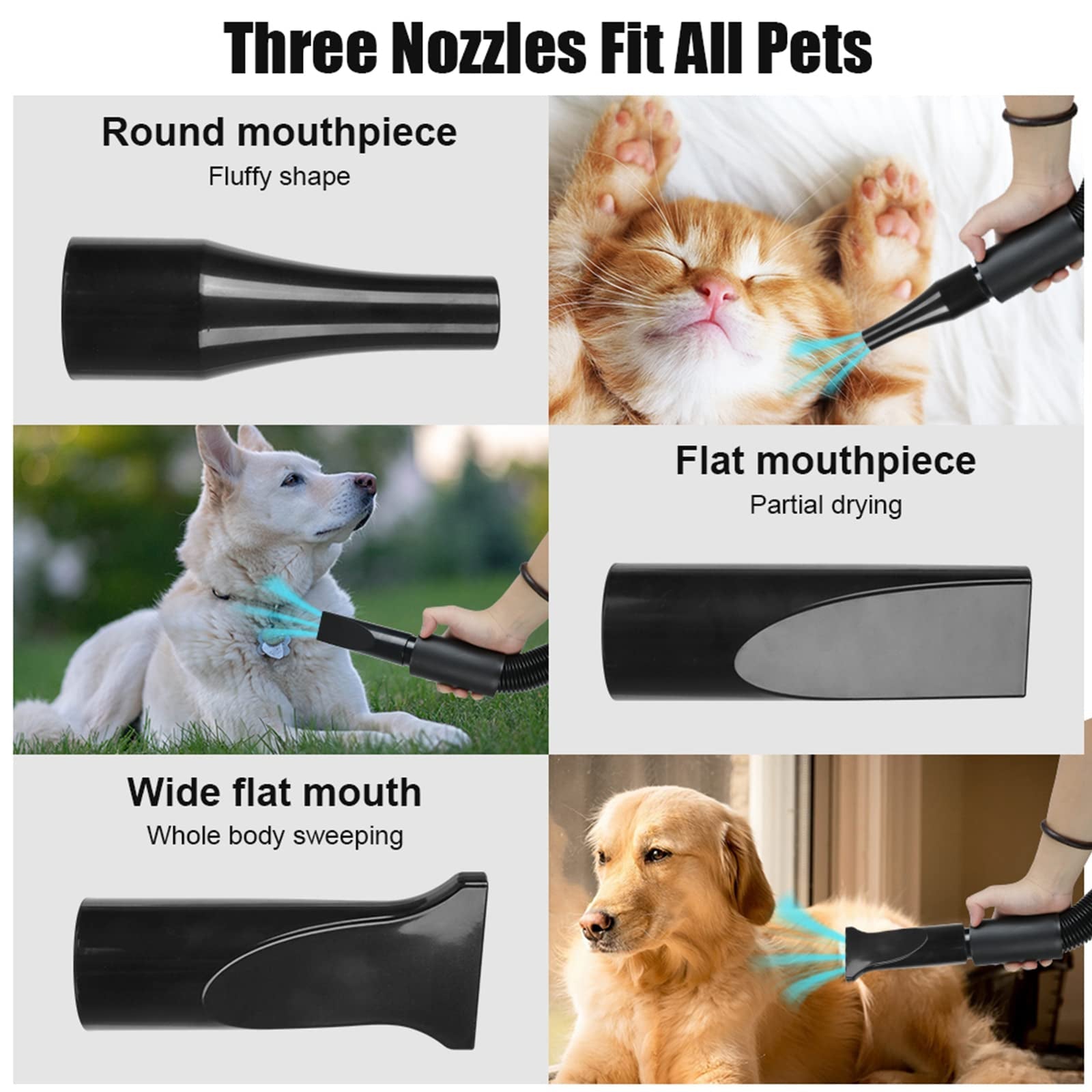 High Velocity Dog Dryer | Adjustable Heat Pet Blow Dryer | Efficient Quiet Grooming Tool 6